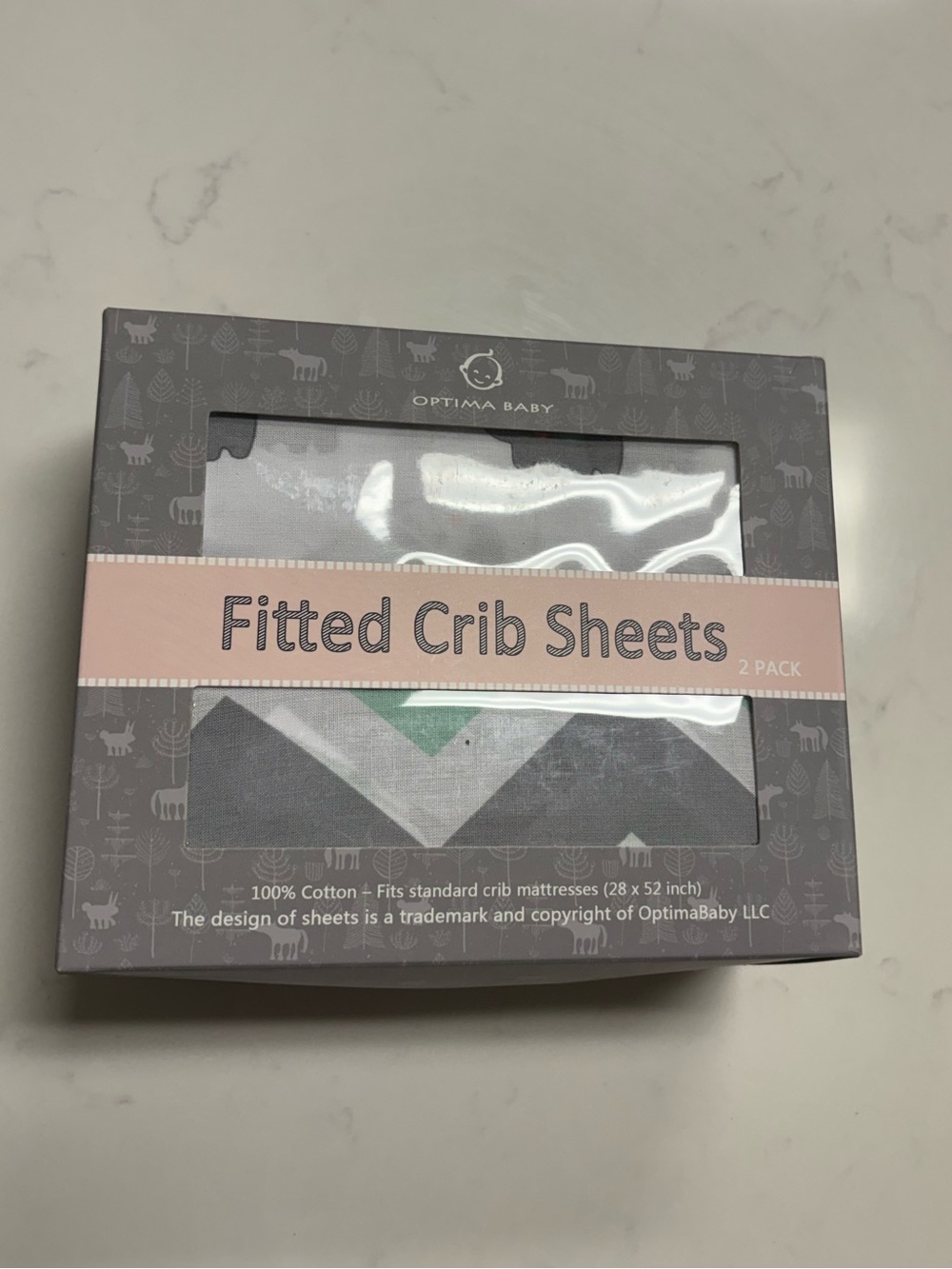OptimaBaby Fitted Crib Sheets - Gray and White